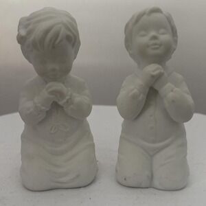 VTG Dept 56 Winter Silhouette "Bedtime Prayers" Boy & Girl Praying with Box 1998